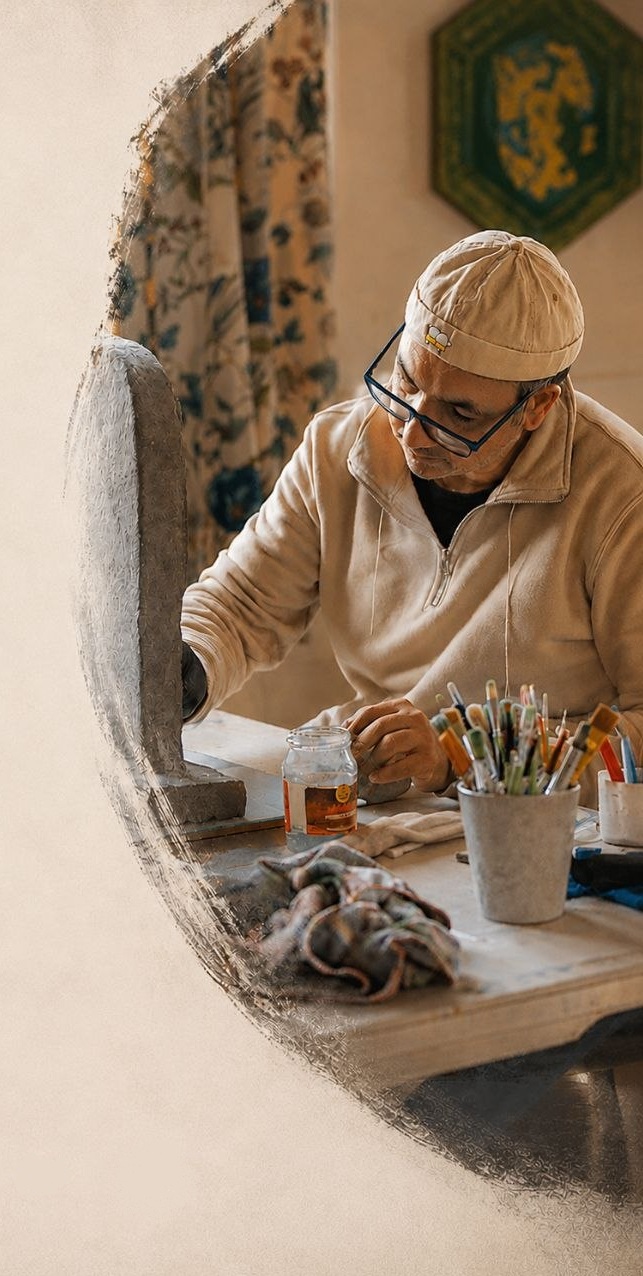 Andre Aghasi at work in his studio